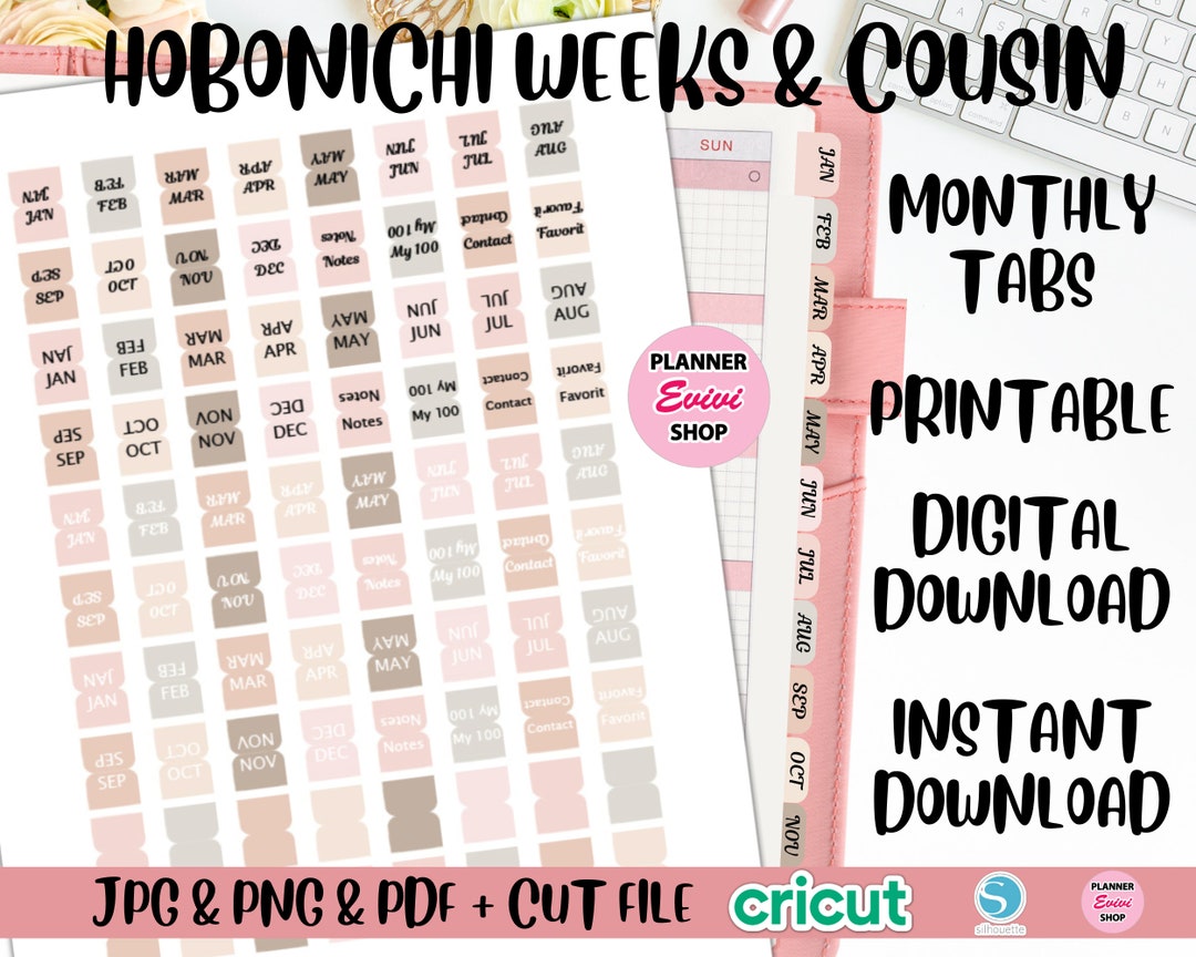 Hobonichi Tabs, Hobonichi Weeks, Hobonichi Cousin Printable Stickers