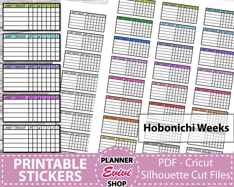 Hobonichi Weeks Habit Tracker,Printable planner stickers,Hobonichi Stickers,Water Tracker,Fitness Tracker,Vitamin Tracker,Digital Download