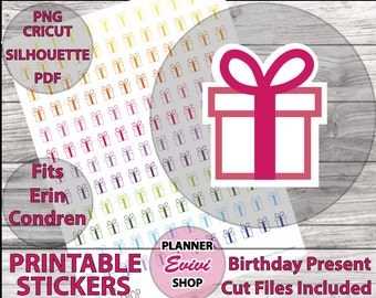 Geburtstag Geschenk-druckbare Sticker, Erin Condren Sticker, glücklich Planner Aufkleber geschnitten Dateien, Geburtstag Planer Aufkleber,