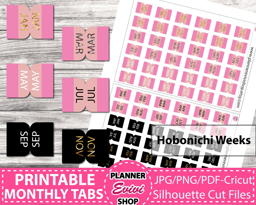 HOBONICHI Weeks Monthly Tabs Hobonichi Weeks Printable Stickers ...