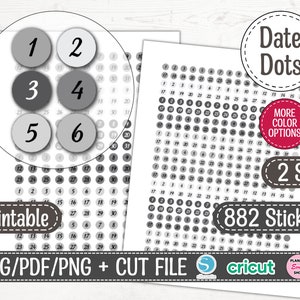Gray-colored Dots Stickers, 6 colors, 2 sizes for Bullet Journal, Filofax, Planner, DIY, School & University,deco,Printable Planner Stickers