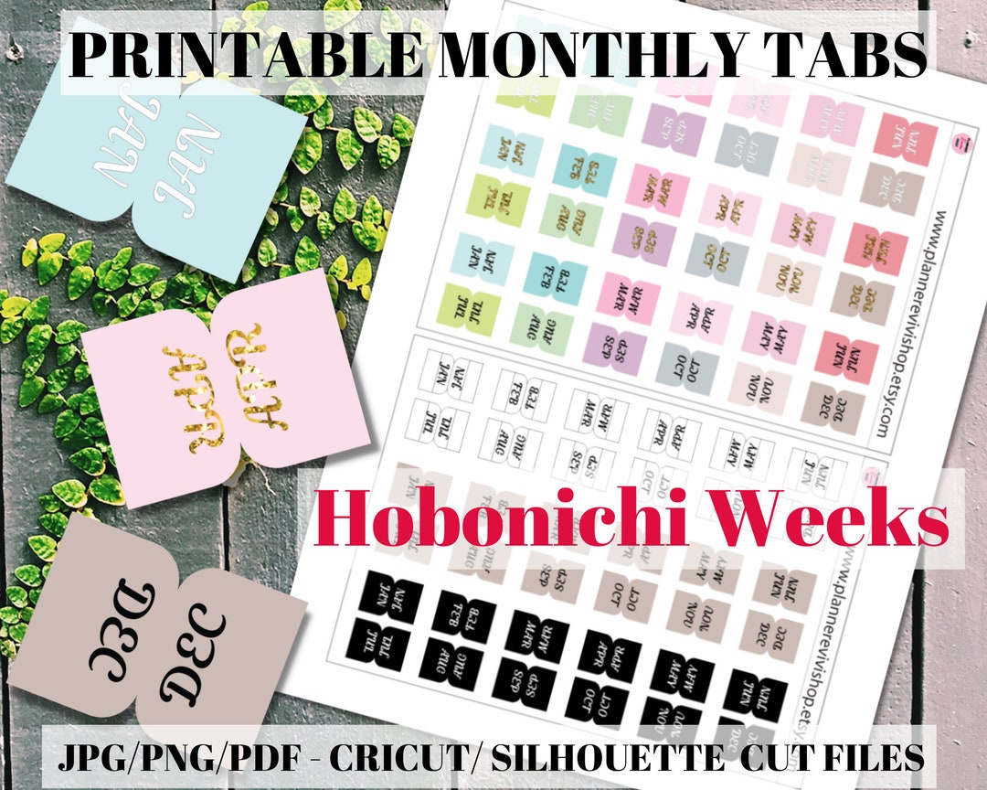 HOBONICHI Weeks Monthly Tabs Hobonichi Weeks Printable Stickers ...