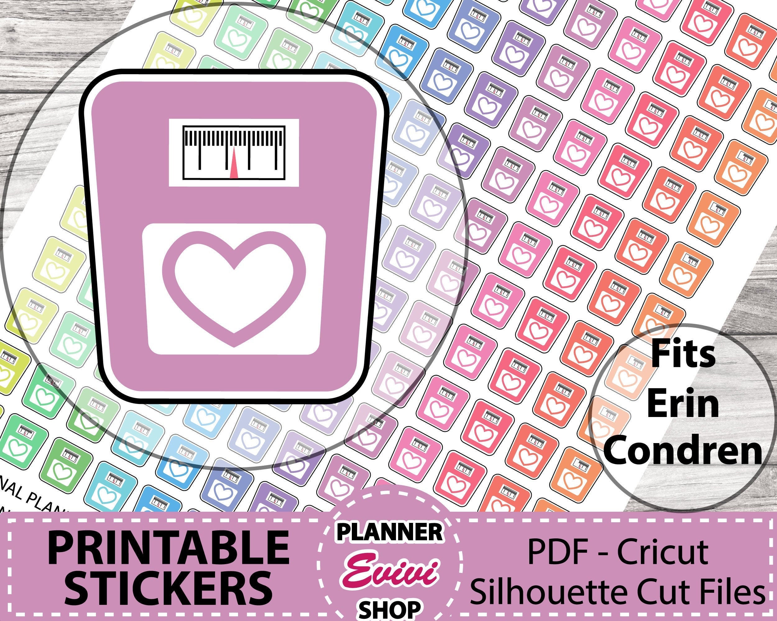 Planner Stickers Printable Weight Scale, Bathroom Scales, Fitness, Diet, Weight Loss, Habit ...