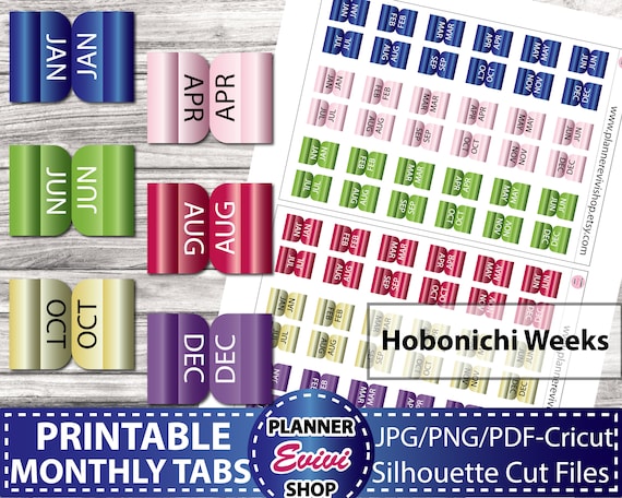 HOBONICHI Weeks Monthly Tabs Hobonichi Weeks Printable | Etsy