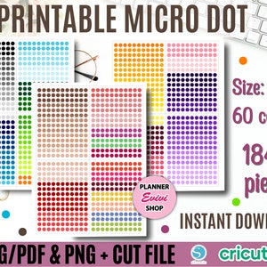 Micro Dot Planner Stickers, Tiny Dot Circles Printable Stickers, Planner Sticker, Bullet Journal, Hobonichi, HPlanner,Erin Condren,Cut Files