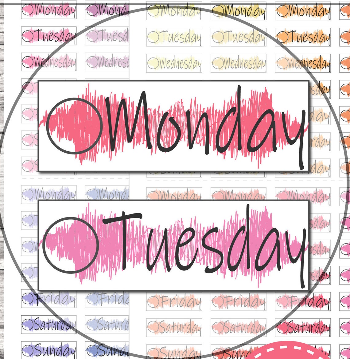 Days of the Week Printable Planner Stickers/date Cover/days Stickers ...