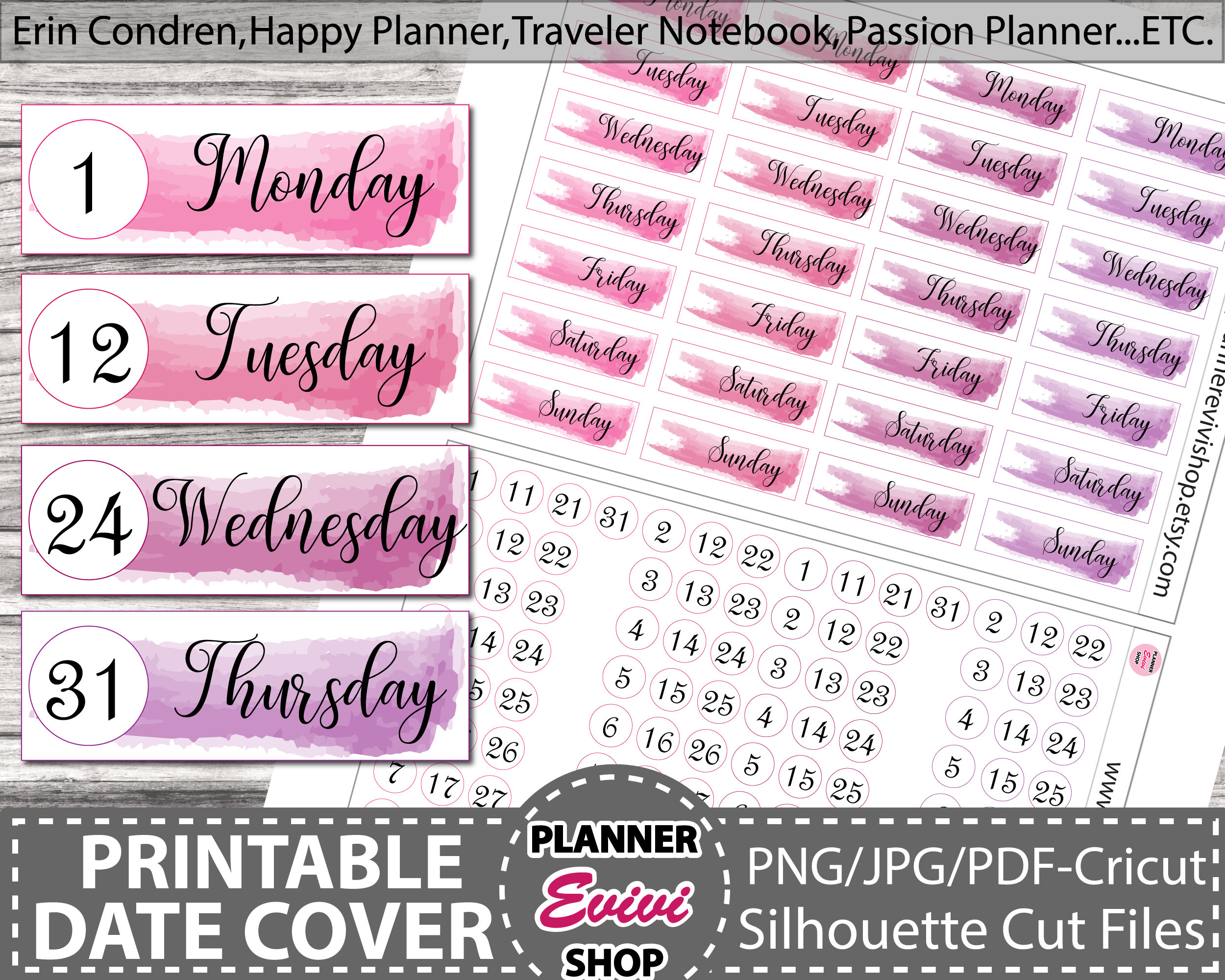 Date Cover Printable Planner Stickers, Erin Condren, Happy Planner ...