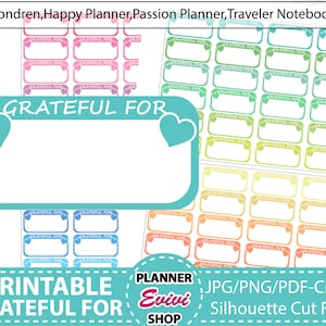 Dankbaar voor afdrukbare planner stickers, Erin Condren planner stickers, dankbaar afdrukbare stickers - gesneden bestanden, Happy Planner, jpg /png/pdf