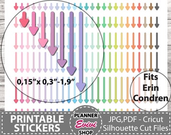 Rainbow Skinny Arrow/Adesivi Planner stampabili/Scarabocchi freccia stampabili/Adesivi Erin Condren Planner/Happy Planner/Cut Files/Arrows set