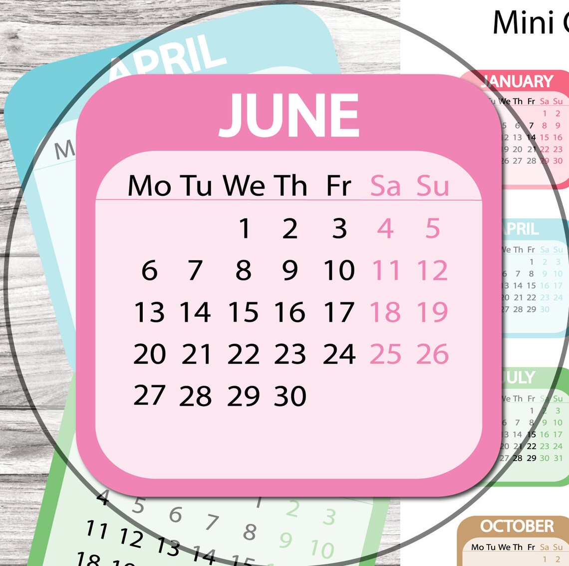 Mini Calendar-2022-printable Planner Stickers/cut Files/erin | Etsy Ireland
