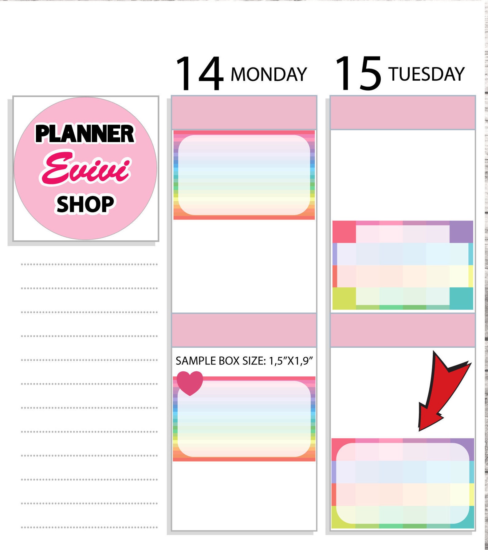 Erin Condren Full Boxes for Weekly Monthly Spread Printable Stickers ...