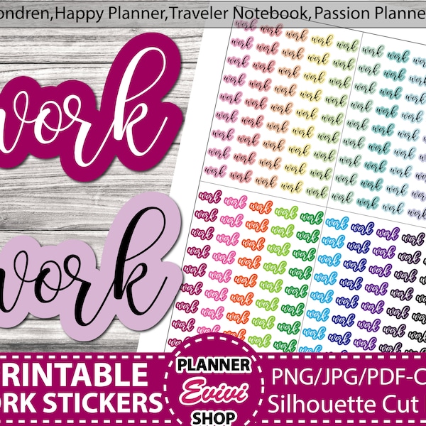 Work Stickers, Work colleague gift, Work script, Printable Planner Stickers, Eclp stickers, Happy Planner, Hobonichi,scrapbook and more!