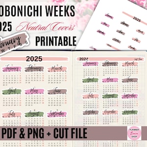 HOBONICHI WEEKS 2025 Copertine neutre stampabili/Mesi dell'anno/Etichetta Year at a Glance/Kit Hobonichi/Adesivi per planner stampabili 04