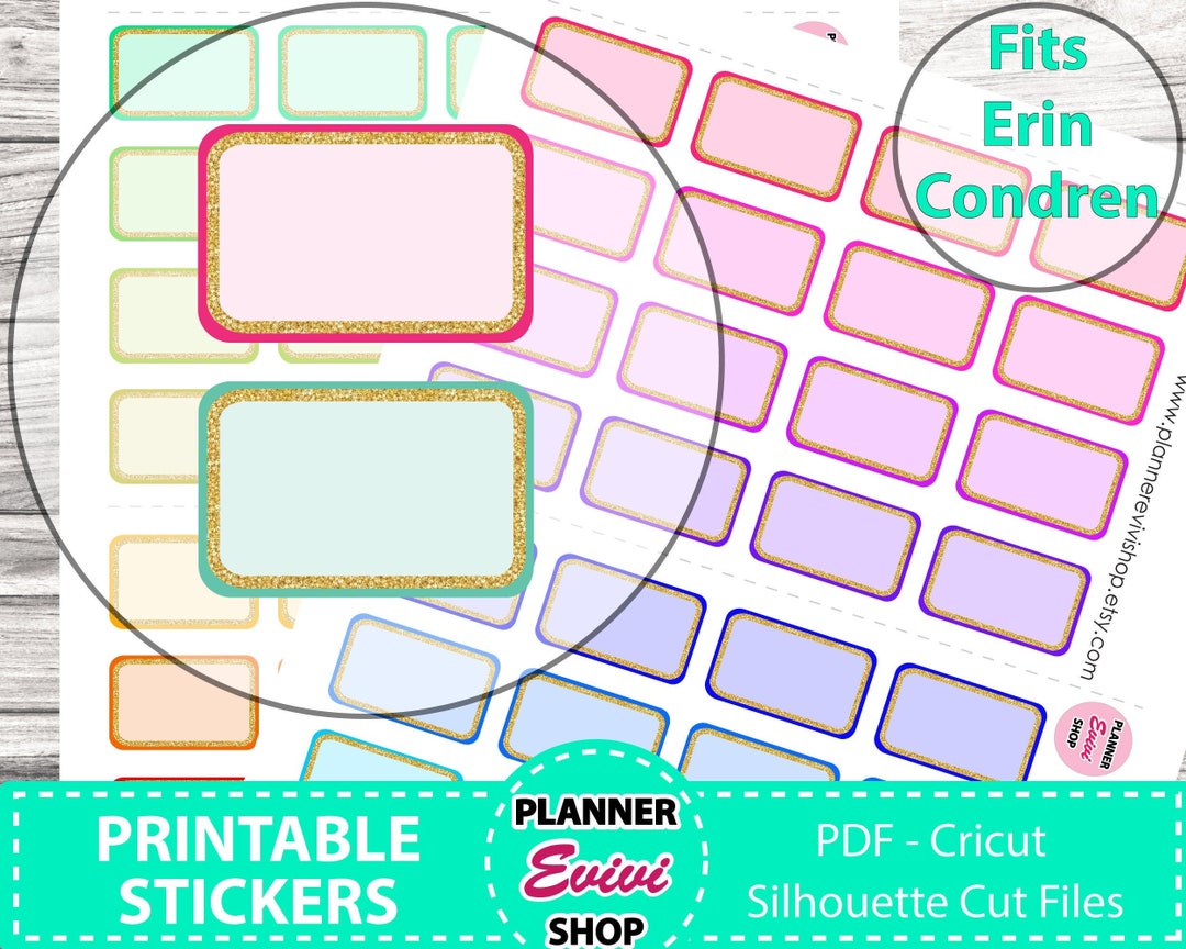 Printable Planner Box Stickersglitters Half Boxerin Etsy