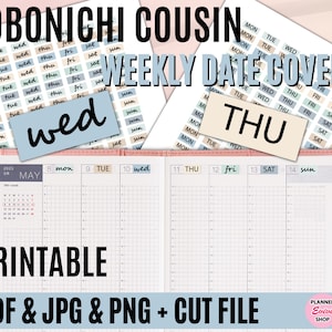 PRIMO DE HOBONICHI (A5) Portadas de Fecha Imprimibles/Planificador Semanal/Decoración de Planificador/Kit de Hobonichi/Pegatinas de Planificador Imprimibles/Decoración de Planificador 04