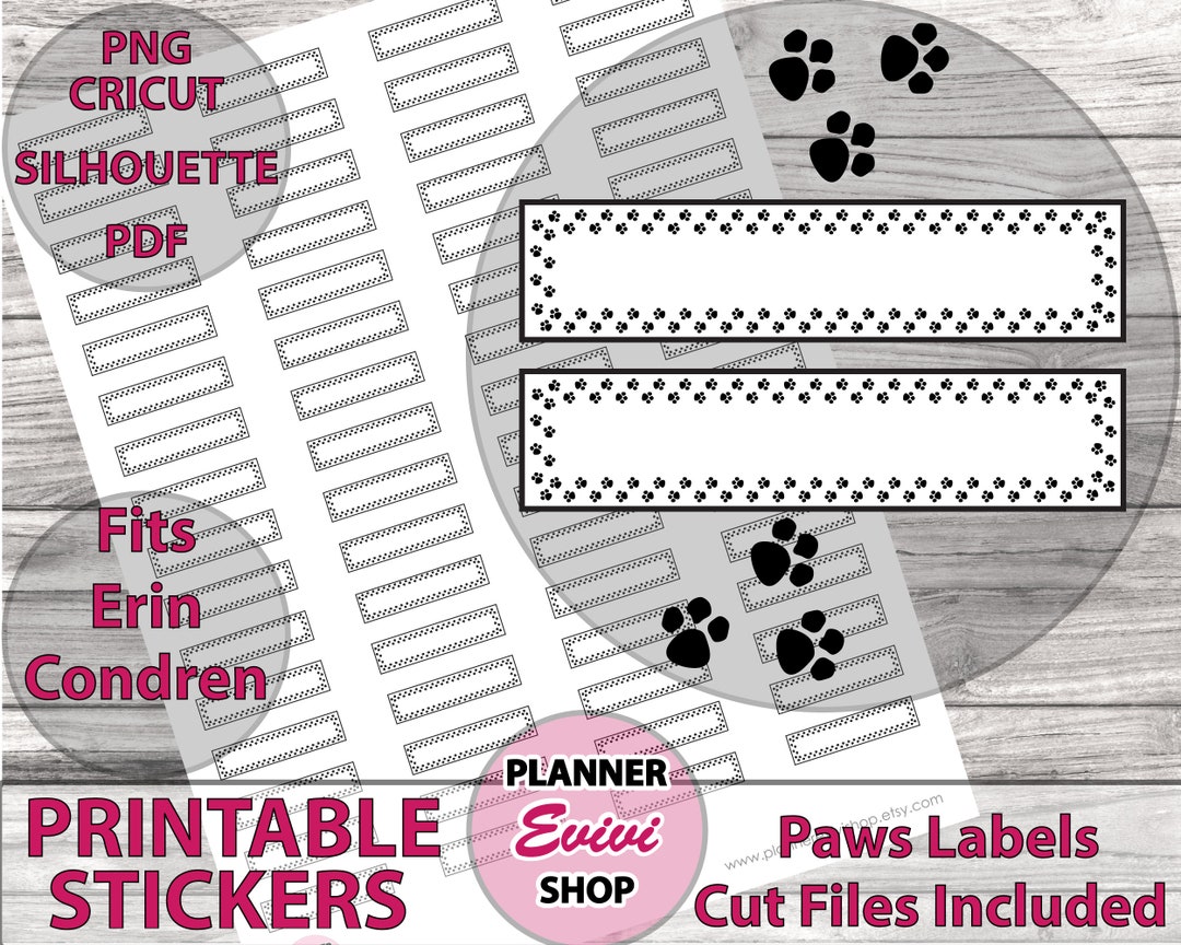 Labels Printable Planner Stickers-paws,erin Condren Planner Stickers ...