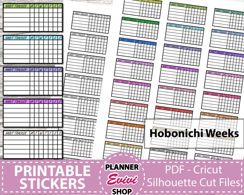 Hobonichi Weeks Habit Tracker,Printable planner stickers,Hobonichi Stickers,Water Tracker,Fitness Tracker,Vitamin Tracker,Digital Download