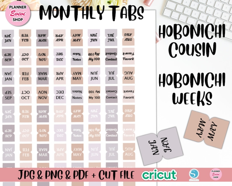 Hobonichi Cousin Index Tabs/hobonichi Weeks Tabs/small Monthly Etsy