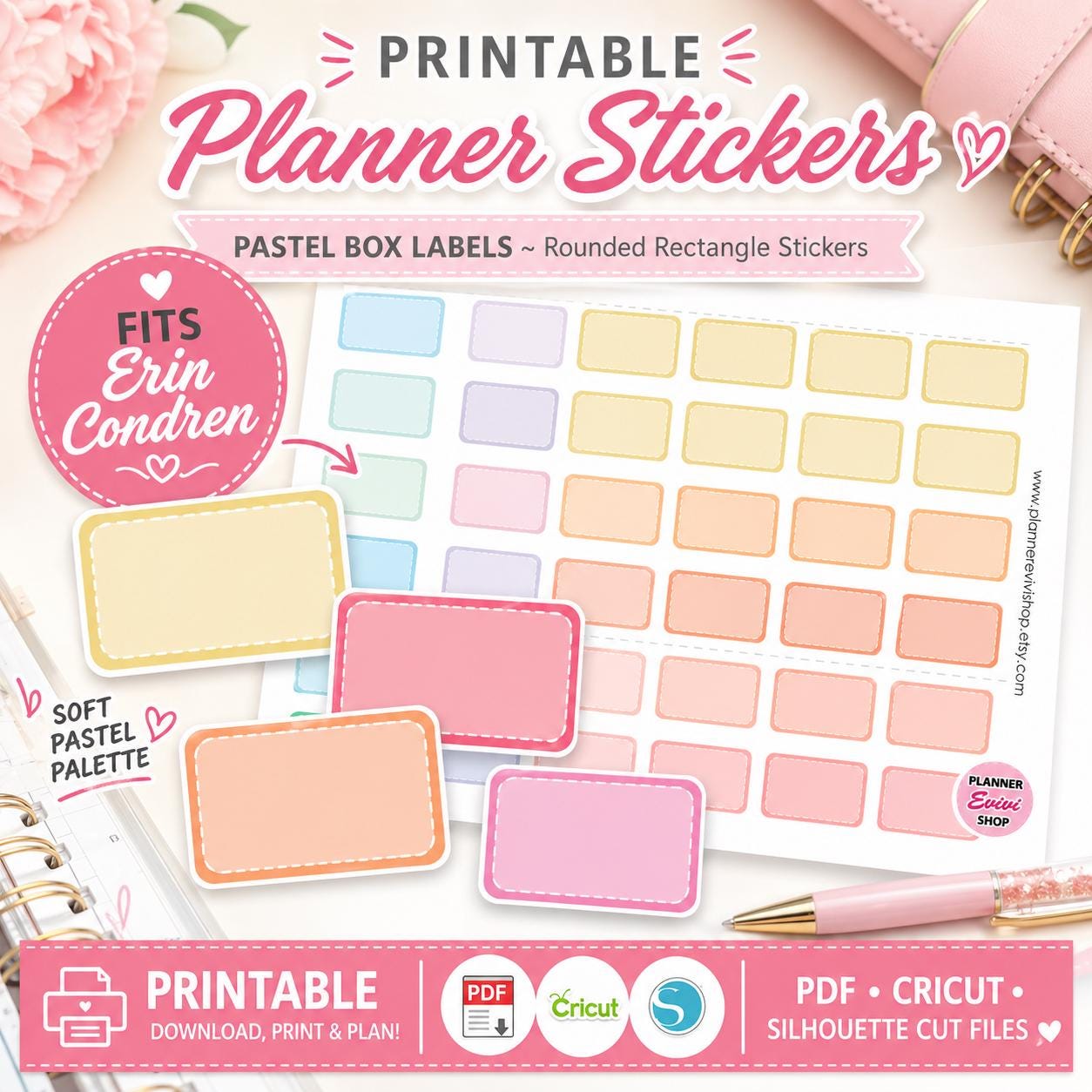 Half Box Planner Stickers, Printable Half Boxes, Functional Planner ...