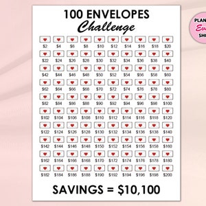 Savings Challenge Printable, 100 Envelope Challenge, Money Savings Challenge, Savings 10.100 dollar,Savings Challenge Tracker,Cash Budgeting