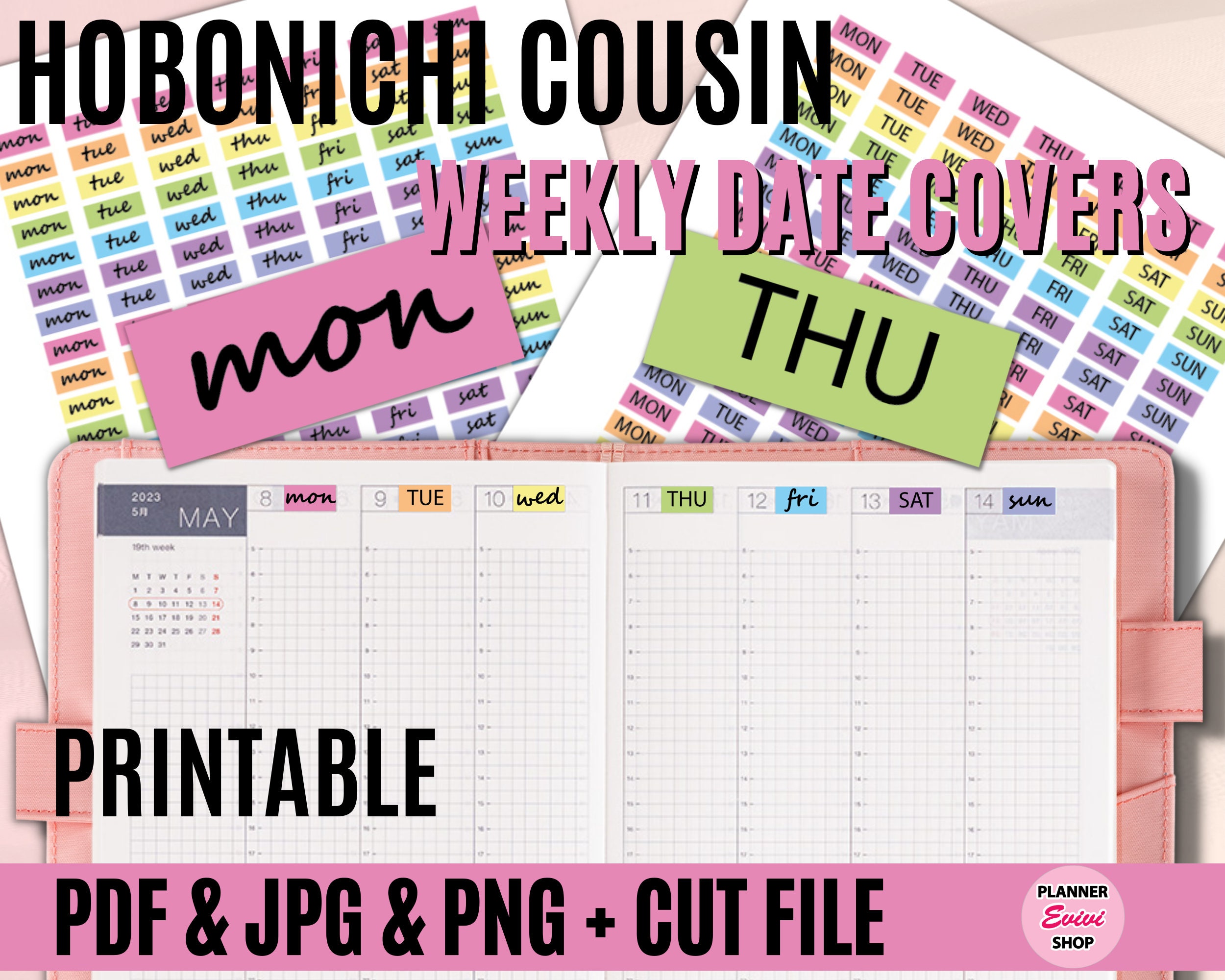 HOBONICHI COUSIN (A5) Date Covers Printable/Weekly Planner/Planner Decoration/Hobonichi Kit/Printable Planner Stickers/Planner decoration 09