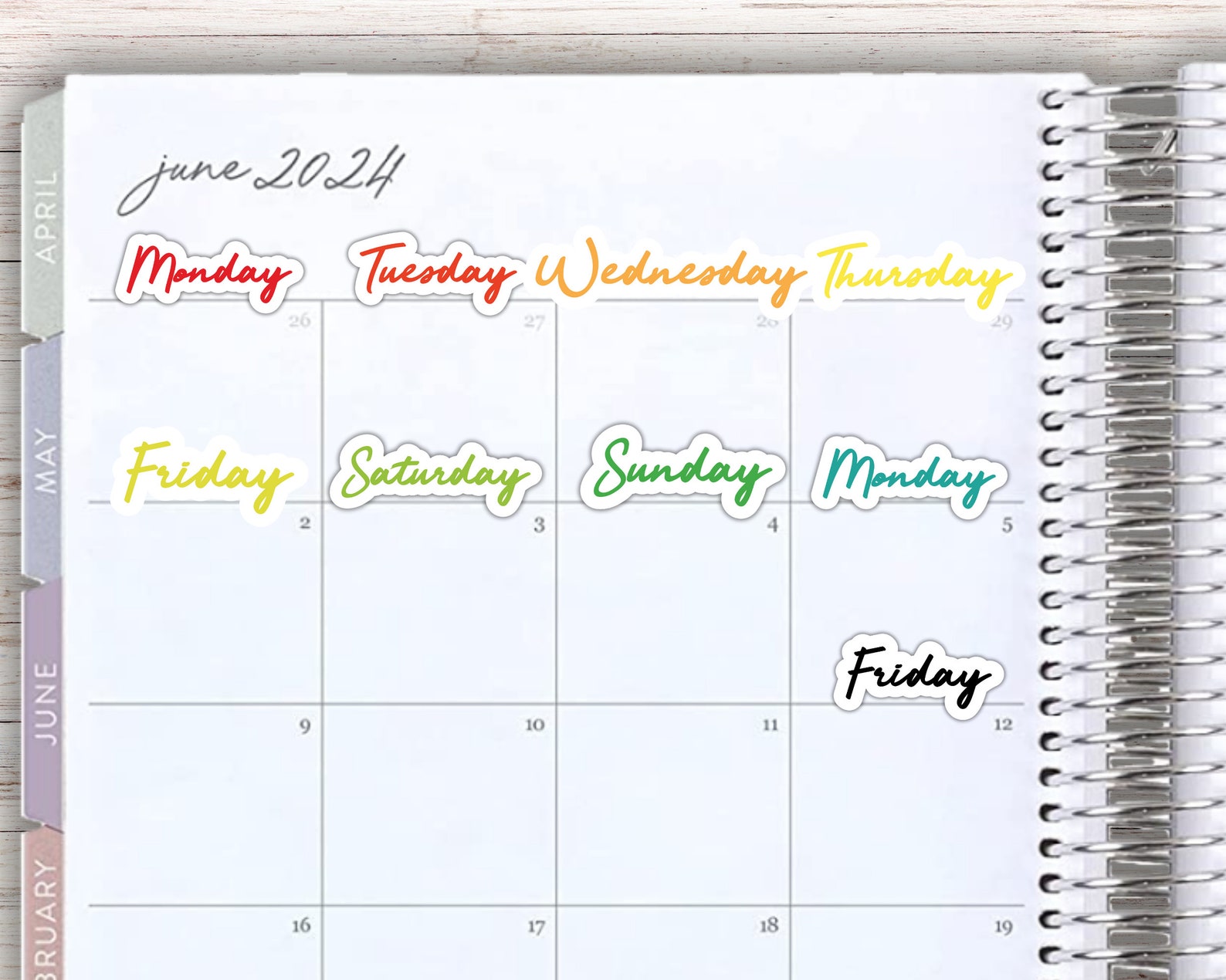 Days of the Week Script Stickers/printable Planner Stickers/erin ...