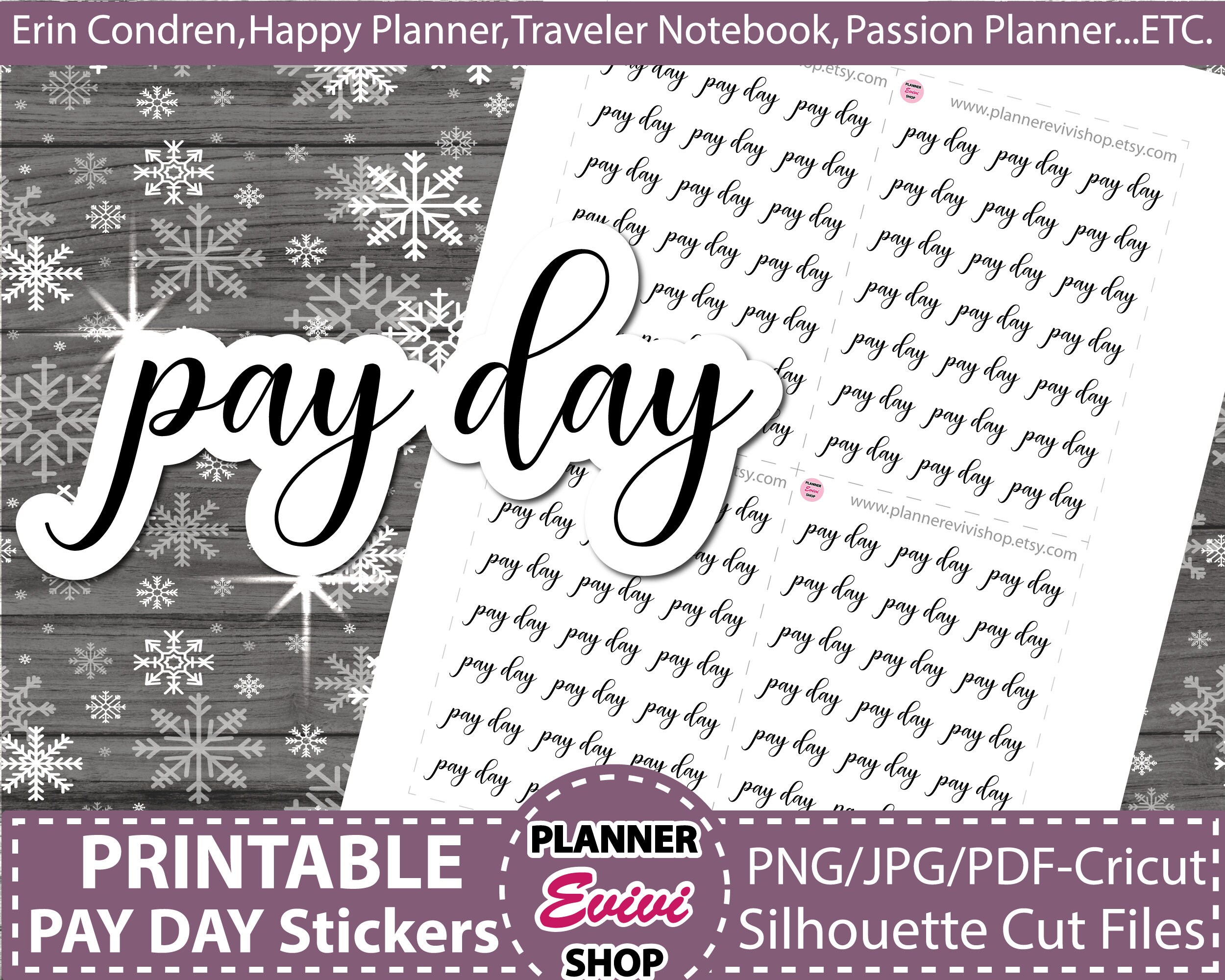 Pay Day Printable Planner Stickers, Budget Stickers for Journals ...