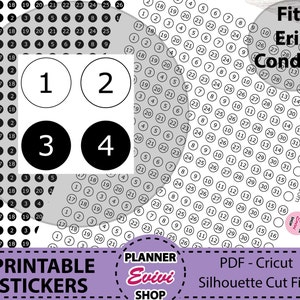 Date Dot Printable Planner Stickers,Erin Condren Planner Stickers,Happy Planner Stickers,Cut Files,Date Dot planner Stickers,instant downloa