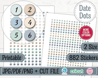 MICRO DOTS Planner Stickers, Minimal Sticker Sheet, Tiny Micro Circle Stickers, Bullet Journal,  Printable Date dots,Date Covers,Date Number