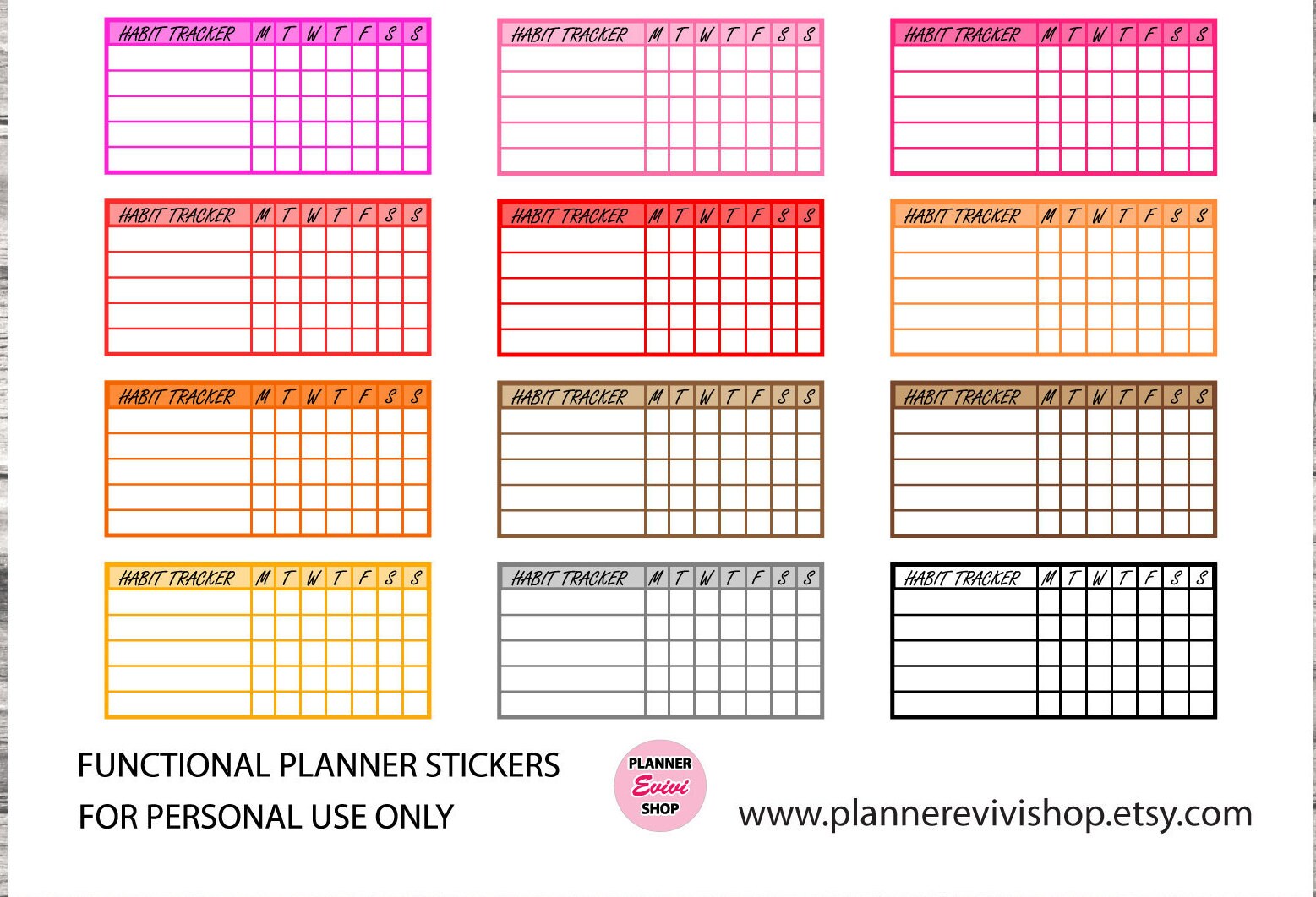 Hobonichi Weeks Habit Tracker Stickers/hobonichi Weeks Functional ...