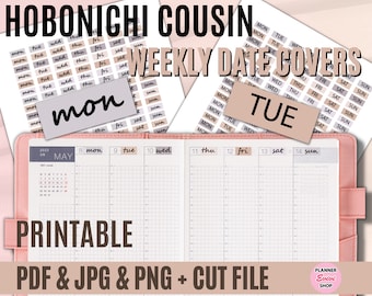 HOBONICHI COUSIN (A5) Date Covers Printable/Weekly Planner/Planner Decoration/Hobonichi Kit/Printable Planner Stickers/Planner decoration 03