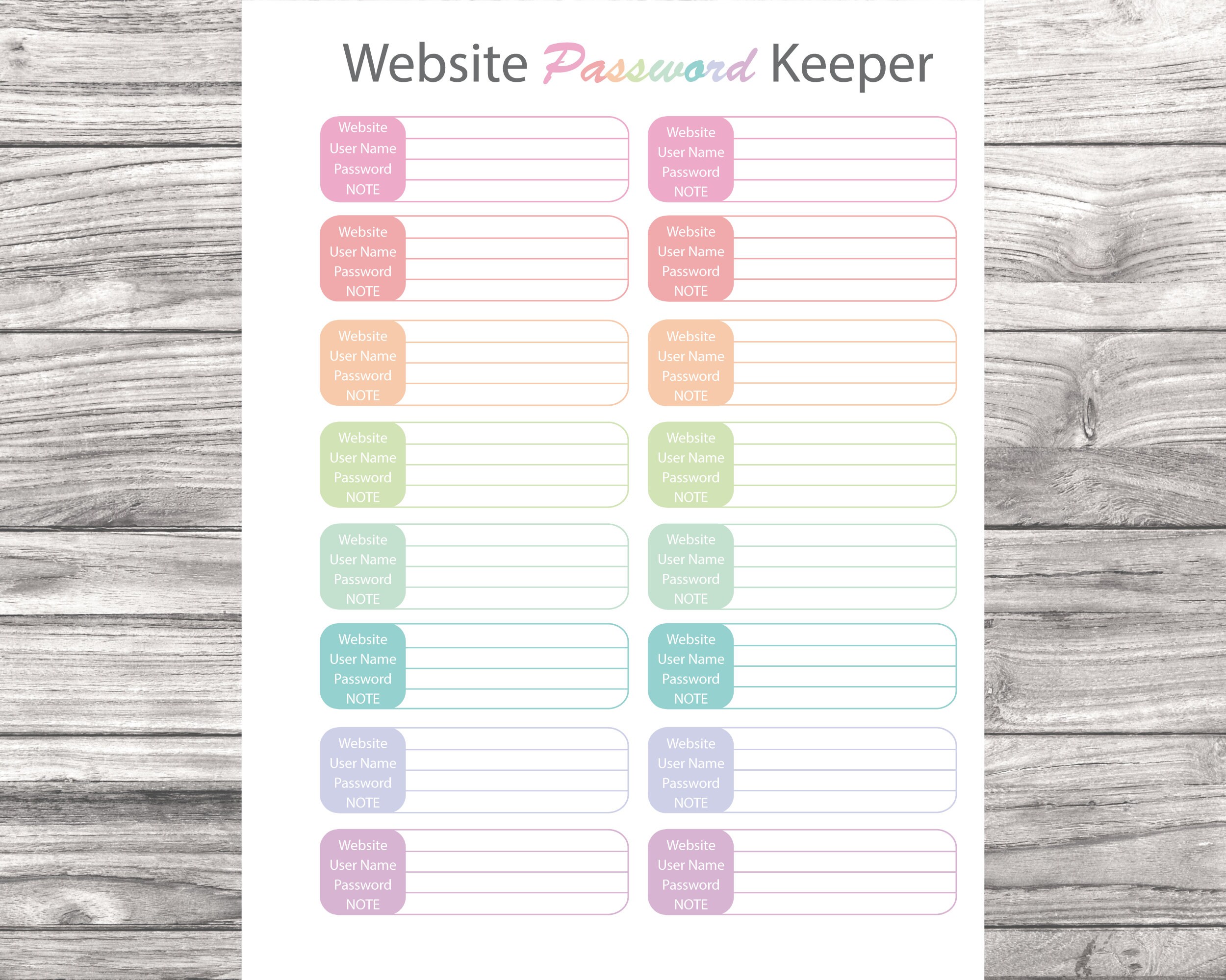 Password Tracker Printable Happy Planner Passwords Insert - Etsy