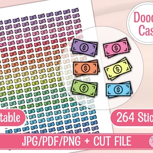 Printable Planner Stickers/Gift for diary/Doodle Cash/Money Stickers/Budget Stickers/Billing Stickers/Bill Stickers/Happy Planner/Hobonichi
