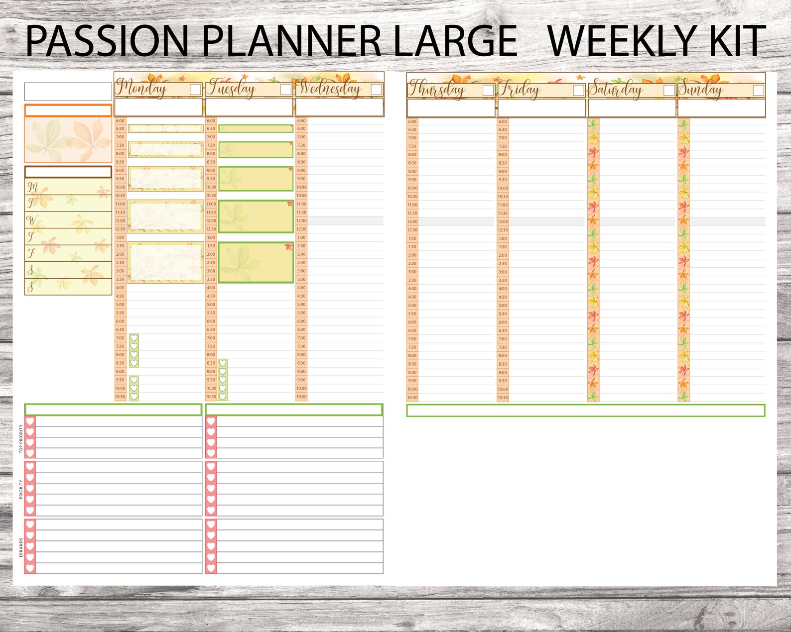 Passion Planner Large Printable Weekly Kit autumn Printable Etsy Passion Planner Large Printable Weekly Kit autumn Printable Etsy
