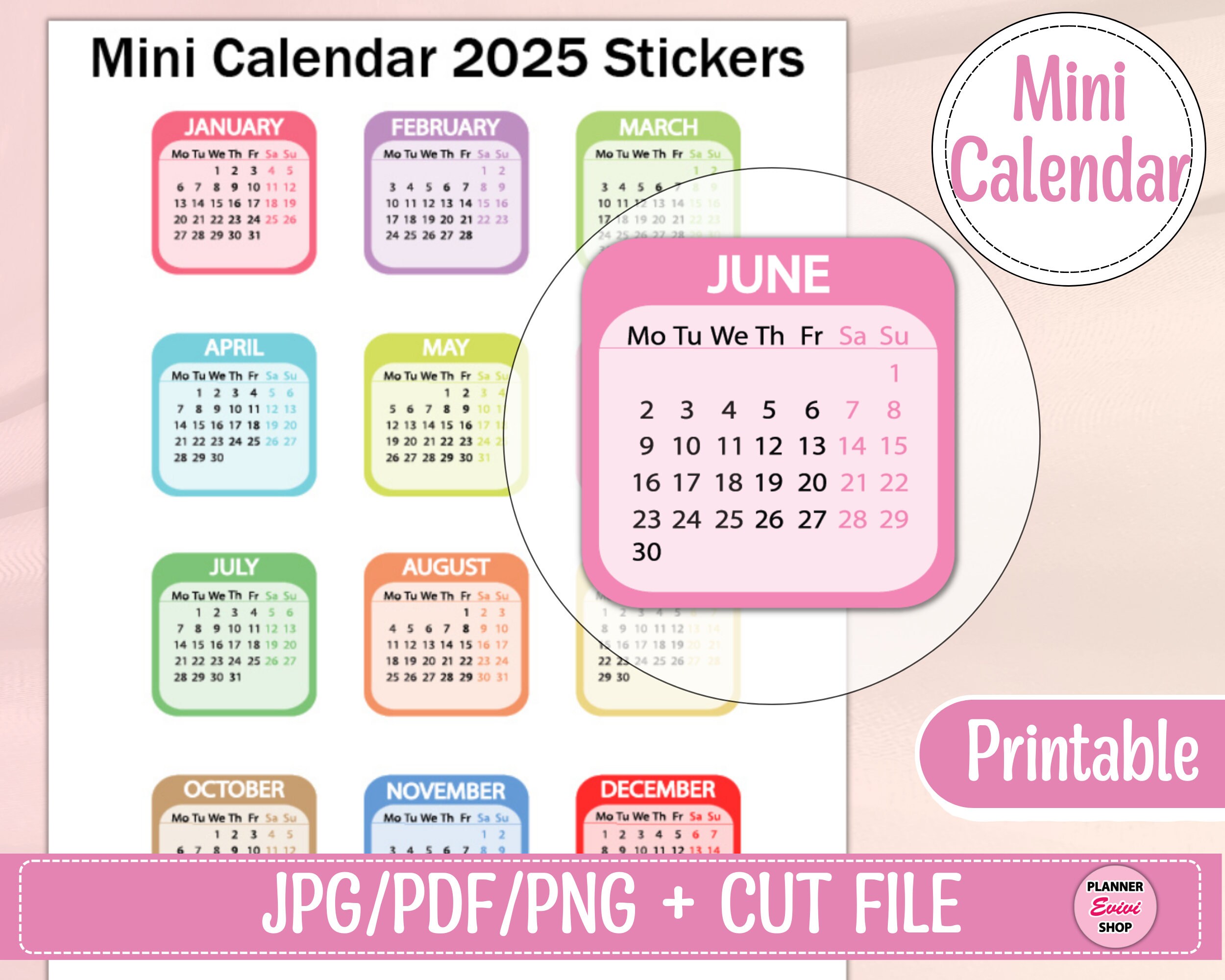 2025 Mini Calendar Planner Stickers/2025 Calendar Stickers/2025 Monthly 2025 Mini Calendar Planner Stickers/2025 Calendar Stickers/2025 Monthly