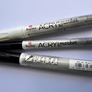 Acryl-Marker Rundspitze  2-4 mm und  1-2 mm, mit Ventil schwarz oder weiß für Schmuck Beton bestens geeignet