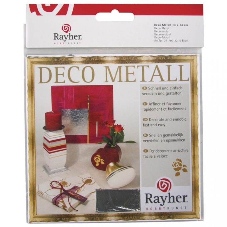 Deco-Metall, silber 14x14cm, SB-Btl 5Blatt oder Deco-Metall, rot 14x14cm, SB-Btl 5Blatt Bild 2