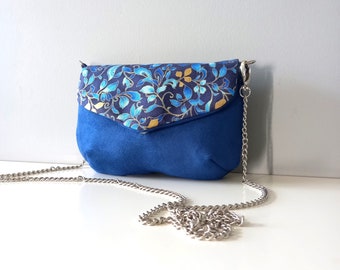 L'Audacieuse royal blue and gold flowers, belt bag with magnetic flap