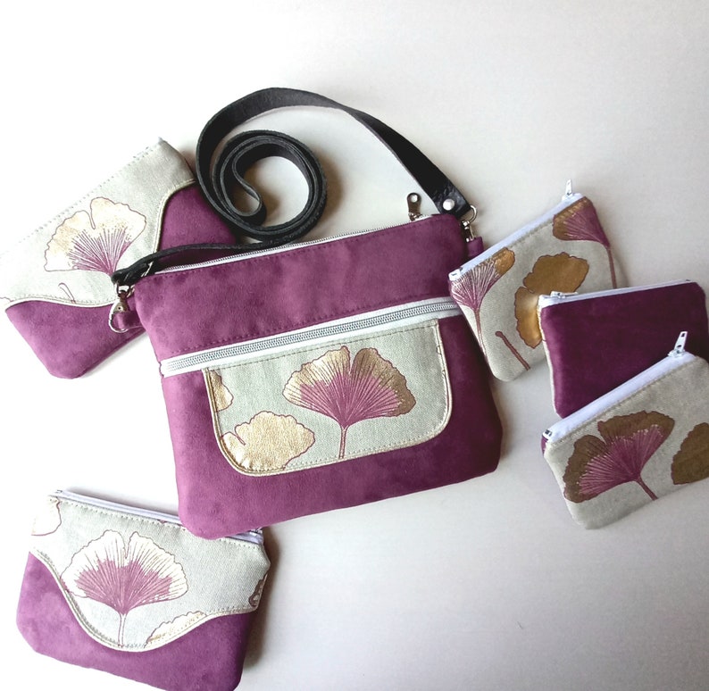 Trousse Pils violine, Gingko or et rose image 7