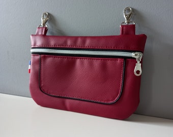 Waterproof burgundy red hip bag, carabiner belt bag, fanny pack