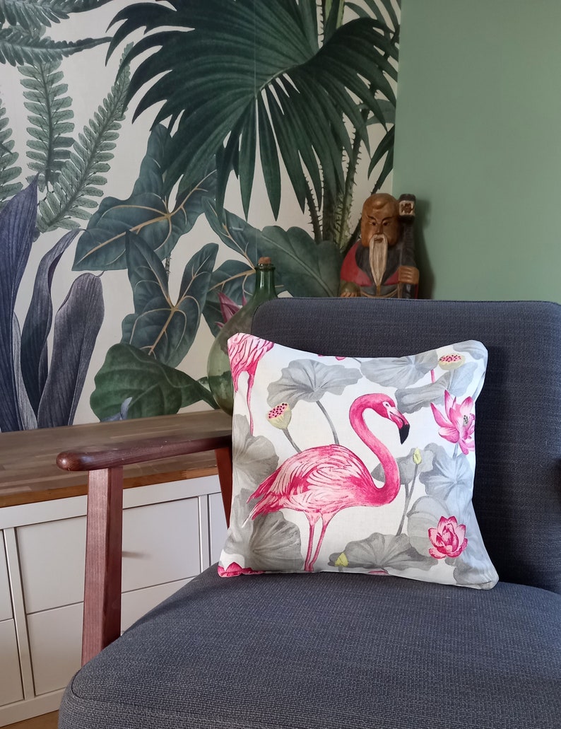 Housse de coussin flamant rose, fleur de lotus image 7