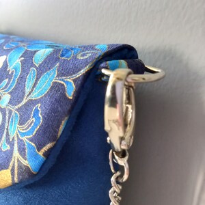 L'Audacieuse royal blue and gold flowers, belt bag with magnetic flap image 8