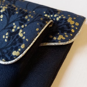 Duo of black pouches, suede and gold floral fabric image 3