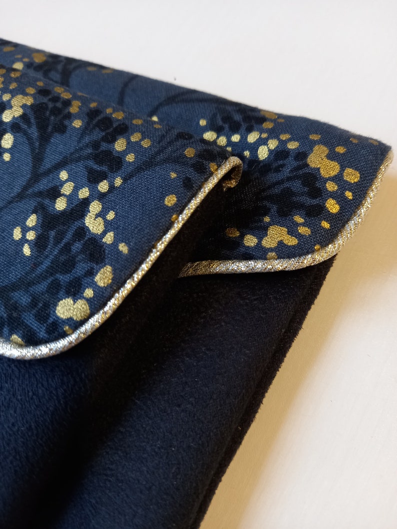 Duo of black pouches, suede and gold floral fabric image 3