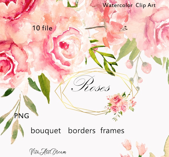Watercolor Pink Rose Clipart Frame Wedding Fl Bouquet Png - Pink Rose Photo Frames Watercolor Pink Rose Clipart Frame Wedding Fl Bouquet Png - Pink Rose Photo Frames