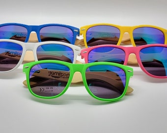 Paquete de 5 gafas de sol con montura de donut de bambú con tinte de espejo. CE FDA UV