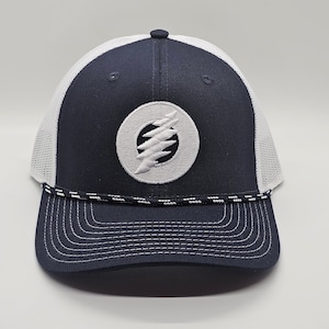 Bolt over Donut Navy Blue and White Rope Trucker