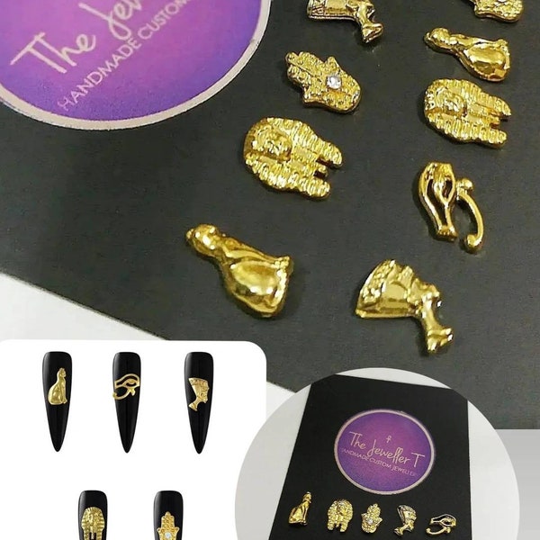 Egyptian Nail Art Jewels Set of 10 Charms in Gold
