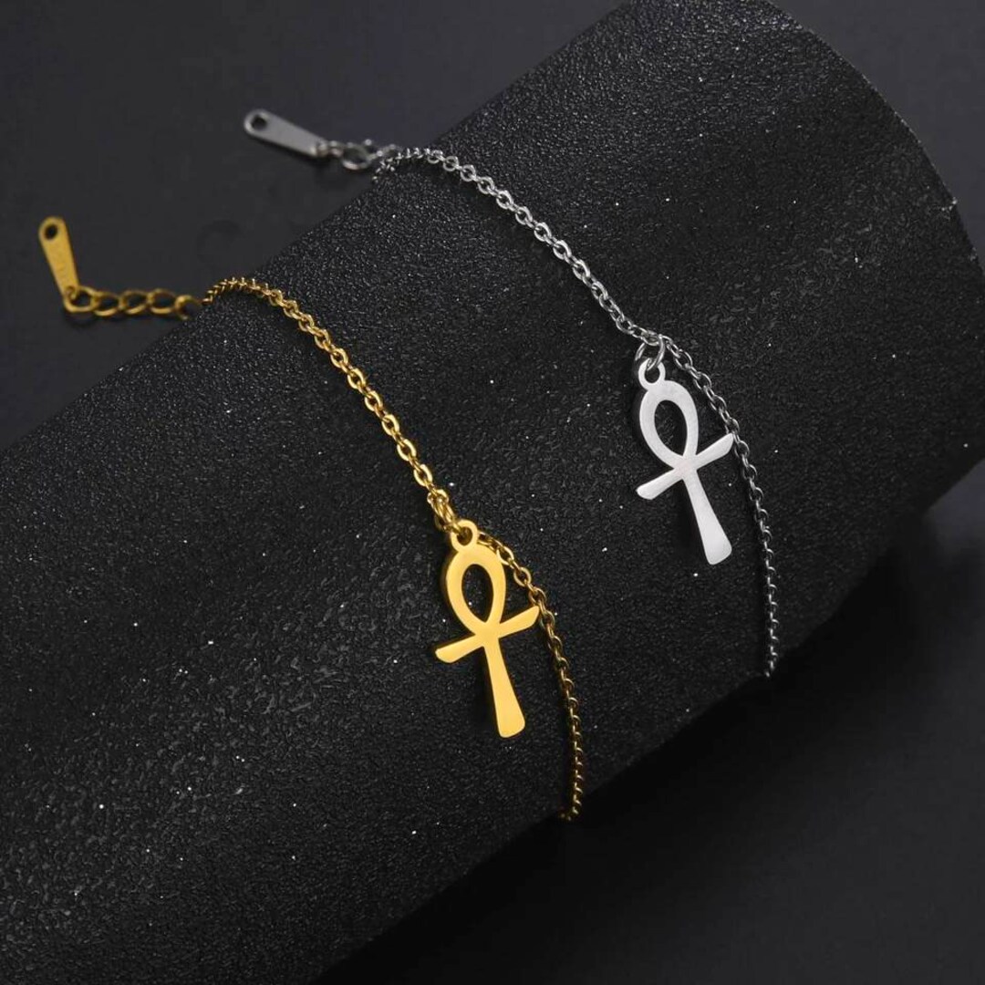Egyptian Ankh Cross Anklet or Bracelet Adjustable Stainless Etsy