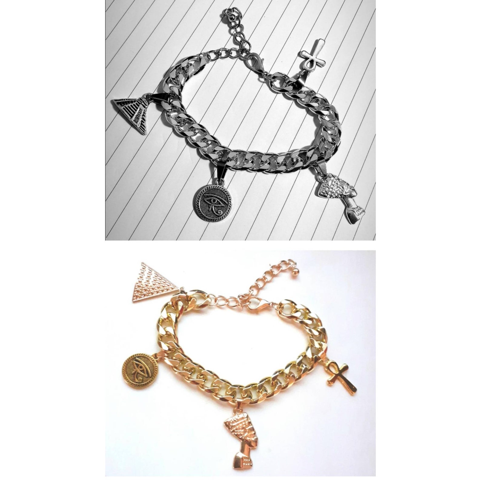 Egyptian Charm Bracelet Handmade Adjustable in Gold or Silver Etsy